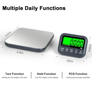 QP Wireless Food Scale, 33lb/0.04oz Digital Kitchen Scale, Meat Scale with Timer Function, 9 Units, Tare/Hold/PCS Function, Auto Off, LCD Display, Digital Food Scale for Cooking, Baking, Postage