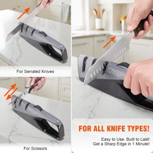 Knife Sharpener with 5 Adjustable Angle, Coarse & Fine Knife Sharpener Tool, Handheld Manual Knives Sharpener for All Knives Including Kitchen Knives, Pocket, Scissors