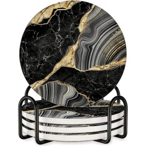 Luxury Black & Gold Marble Ceramic Coast...
