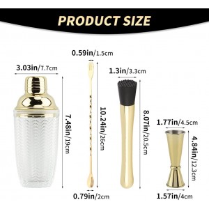 Glass Cocktail Shaker Set, Glass Bartender Kit with Measuring Jigger, Mixing Spoon, and Muddle, Premium Bar Tool Set for Crafting Martinis & Whiskey Cocktails Home Bar Accessories