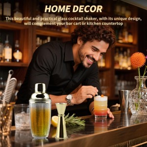 Glass Cocktail Shaker Set, Glass Bartender Kit with Measuring Jigger, Mixing Spoon, and Muddle, Premium Bar Tool Set for Crafting Martinis & Whiskey Cocktails Home Bar Accessories