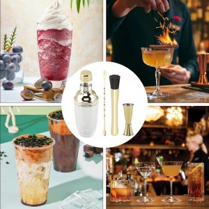 Glass Cocktail Shaker Set, Glass Bartender Kit with Measuring Jigger, Mixing Spoon, and Muddle, Premium Bar Tool Set for Crafting Martinis & Whiskey Cocktails Home Bar Accessories