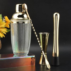 Glass Cocktail Shaker Set, Glass Bartender Kit with Measuring Jigger, Mixing Spoon, and Muddle, Premium Bar Tool Set for Crafting Martinis & Whiskey Cocktails Home Bar Accessories