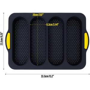 Silicone Baguette Bread Pan Loaf Mold – Sub Bread Roll Pans French Sourdough Mould 4 Slot Non-Stick Sandwich Homemade for Hoagie Restaurant Household Breakfast Dinner Baking, Hot Dog Bun Loaf Food