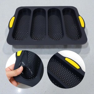 Silicone Baguette Bread Pan Loaf Mold – Sub Bread Roll Pans French Sourdough Mould 4 Slot Non-Stick Sandwich Homemade for Hoagie Restaurant Household Breakfast Dinner Baking, Hot Dog Bun Loaf Food