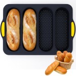 Silicone Baguette Bread Pan Loaf Mold – Sub Bread Roll Pans French Sourdough Mould 4 Slot Non-Stick Sandwich Homemade for Hoagie Restaurant Household Breakfast Dinner Baking, Hot Dog Bun Loaf Food