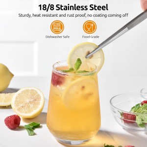 U-Taste 8in Kitchen Plating Tweezer: 18/8 Stainless Steel Food-Grade Metal Food Tong, Seamless-Welding, Sturdy and Flexible with Non-Slip Tips for Serving, Decorating, Cooking, Baking (Pointed Tip)