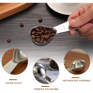 18/8 Stainless Steel Coffee Scoop, 2 Tbsp (30ml) Short Handle Measuring Spoon for Precise Measurement of Ground Coffee, Tea, Sugar, Flour