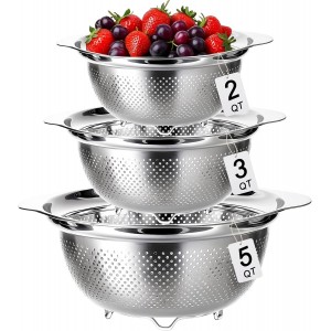 3 Pcs Stainless Steel Colander Strainer ...