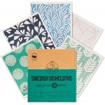 Harps&Seb Swedish Dishcloths for Kitchen Dish Towels - 5 Pack, Non-Scratch Reusable Paper Towels, Super Absorbent Washable Swedish Dish Cloths, No Odor, Biodegradable, Blue Design