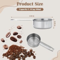 4 Pcs 1/4 Inch Cup Scoop, Stainless Steel 2 oz Measuring Cup, 60ml Metal Coffee Measuring Cup for Cooking, Baking, Kitchen Wet and Dry Ingredients, Dishwasher Safe, Comfortable Hand Feel