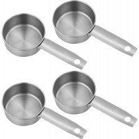4 Pcs 1/4 Inch Cup Scoop, Stainless Steel 2 oz Measuring Cup, 60ml Metal Coffee Measuring Cup for Cooking, Baking, Kitchen Wet and Dry Ingredients, Dishwasher Safe, Comfortable Hand Feel