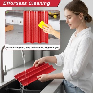 Baguette Bread Pan with Proofing Cloth, Nonstick Perforated French Bread Pan, 3-Wave Carbon Steel Baguette Tray for Baking Baguettes & Rolls, Included Dough Proofing Cloth, Red