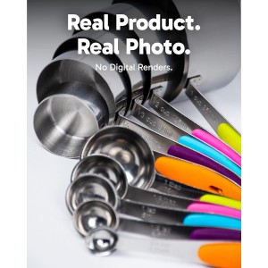 Dusico® Measuring Cups and Spoons Set of 10 - Stainless Steel Metal Measuring Cups Set for Cooking and Baking, Heavy Duty Stackable Measuring Set with Colorful Silicone Handles, Dishwasher Safe