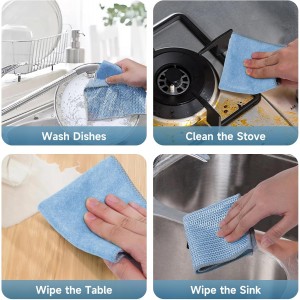 10PCS Upgrade Wire Dishwashing Rag, Non-Scratch, Wet and Dry, Double Layer, Multipurpose Wire Dishwashing Rags for Kitchen, Sinks, Cookware, Stove, Easy Rinsing, Reusable