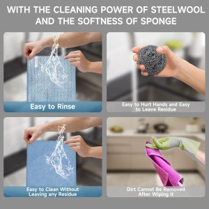 10PCS Upgrade Wire Dishwashing Rag, Non-Scratch, Wet and Dry, Double Layer, Multipurpose Wire Dishwashing Rags for Kitchen, Sinks, Cookware, Stove, Easy Rinsing, Reusable