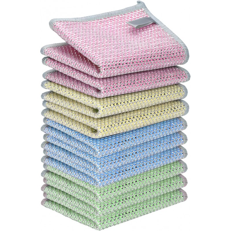 10PCS Upgrade Wire Dishwashing Rag, Non-Scratch, Wet and Dry, Double Layer, Multipurpose Wire Dishwashing Rags for Kitchen, Sinks, Cookware, Stove, Easy Rinsing, Reusable