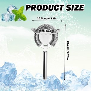 Cocktail Strainer Stainless Steel Bar Strainers Silvery Martini Strainer for Drinks Boston Shaker Mixing Glass Bartender Hawthorne Tools