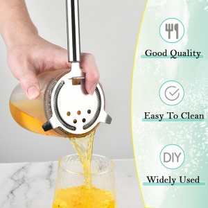Cocktail Strainer Stainless Steel Bar Strainers Silvery Martini Strainer for Drinks Boston Shaker Mixing Glass Bartender Hawthorne Tools