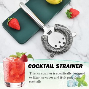 Cocktail Strainer Stainless Steel Bar Strainers Silvery Martini Strainer for Drinks Boston Shaker Mixing Glass Bartender Hawthorne Tools