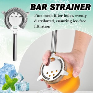 Cocktail Strainer Stainless Steel Bar Strainers Silvery Martini Strainer for Drinks Boston Shaker Mixing Glass Bartender Hawthorne Tools