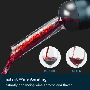 KITCHENDAO Detachable Wine Aerator Pourer - BPA Free Tritan Premium Wine Air Aerator - Improve Taste and Bouquet Instantly - Dishwasher Safe - Black
