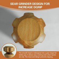 Wooden Salt And Pepper Grinder Set –【Gear-Shape Knob & Effortless Grinding】8 Inch Manual Refillable Pepper Grinder Set (2)