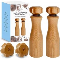 Wooden Salt And Pepper Grinder Set –【Gear-Shape Knob & Effortless Grinding】8 Inch Manual Refillable Pepper Grinder Set (2)