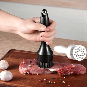 Meat Tenderizer Tool, 1 Pair Black and White, with 21 Ultra Sharp Stainless Steel Needle Blades, Profession Kitchen Gadgets