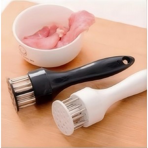 Meat Tenderizer Tool, 1 Pair Black and White, with 21 Ultra Sharp Stainless Steel Needle Blades, Profession Kitchen Gadgets