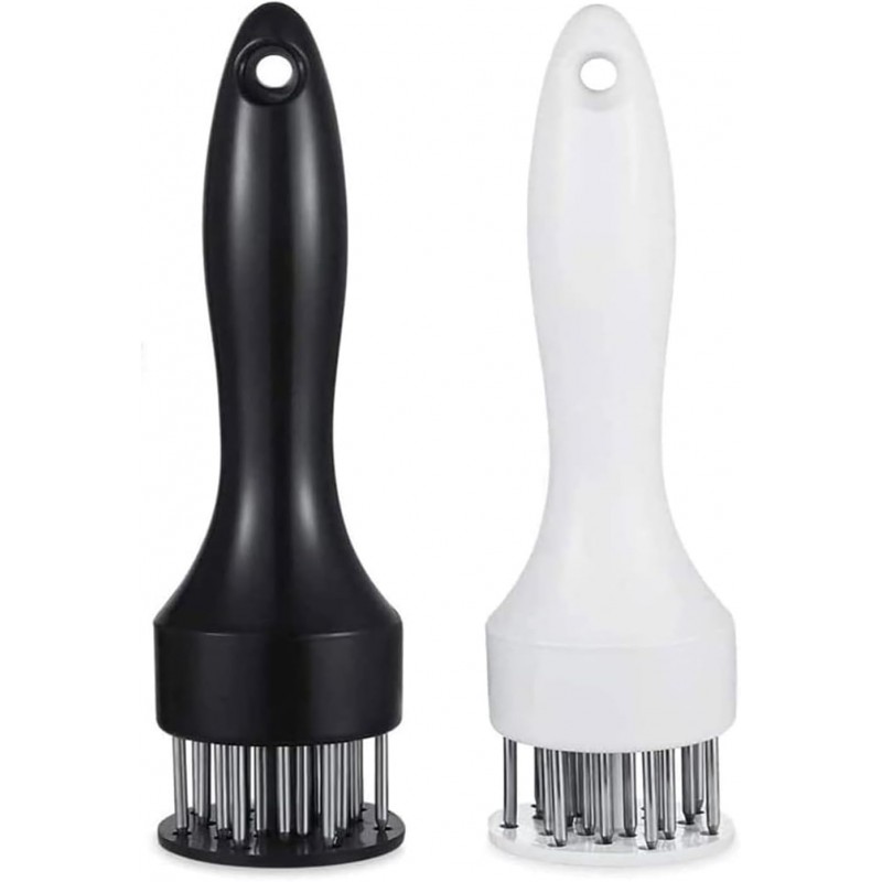 Meat Tenderizer Tool, 1 Pair Black and White, with 21 Ultra Sharp Stainless Steel Needle Blades, Profession Kitchen Gadgets