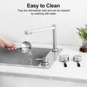 Measuring Cups and Spoons Set Stainless Steel 10 Piece for Cooking and Baking (5 Cups + 5 Spoons, Black Handle)