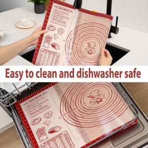 Silicone Baking Pastry Dough Mat - Non Slip Rolling Mat with Measurement Guides, Thick Reusable Kneading Board for Bread, Pizza, Cookies, Fondant, Nonstick Baking Sheet for Kitchen Counter, 20x28inch