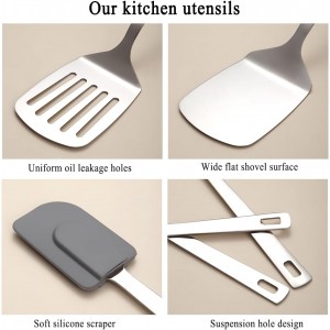 Berglander Stainless Steel Spatulas Set 3pcs, Metal Spatula Solid&Slotted&Flexible Turner, Heavy Duty Sturdy Kitchen Spatula, High Heat Resistant Cooking Utensils for Nonstick Cookware