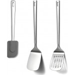Berglander Stainless Steel Spatulas Set 3pcs, Metal Spatula Solid&Slotted&Flexible Turner, Heavy Duty Sturdy Kitchen Spatula, High Heat Resistant Cooking Utensils for Nonstick Cookware