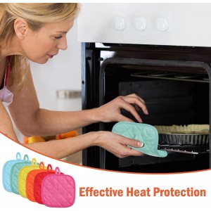 24 Pcs Pot Holders for Kitchen, Heat Resistant Quilted Hot Pads & Oven Mitts with Hanging Loops, Multicolor Cotton Potholder Set for Cooking & Baking (6 Colors)