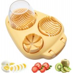 3 in 1 Boiled Egg Slicer, Stainless Steel Egg Slicer for Hard Boiled Eggs, 3 Slice Modes, Hard Boiled Egg Cutter & Fruit Slicer for egg, Strawberry, Tomato