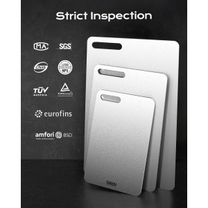 Titanium Cutting Board, 100% Pure Titanium Cutting Boards For Kitchen, Best Non Toxic chopping board, Dishwasher safe, Hygiene and Durability for Meat, Fruit, and Vegetables (Set of 3)