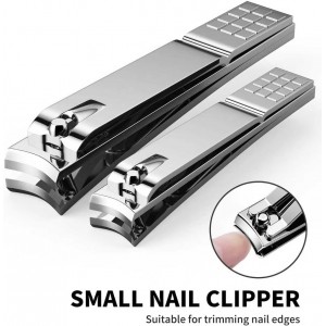 Nail Clippers Set - Toenail Clippers & Fingernail Clipper Combo, Dual-Size Stainless Steel Nail Cutters for Home/Travel, Anti-Slip Grip, Ingrown Nail Care Tool (Silvery-S)