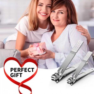 Nail Clippers Set - Toenail Clippers & Fingernail Clipper Combo, Dual-Size Stainless Steel Nail Cutters for Home/Travel, Anti-Slip Grip, Ingrown Nail Care Tool (Silvery-S)