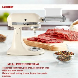 Adjustable Meat Tenderizer Attachment for KitchenAid Stand Mixers – 3 Thickness Settings, Fits All 4.5–7Qt Models, Heavy-Duty Metal Housing with Transparent Shell, Dishwasher Safe