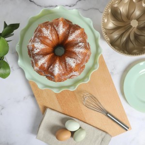 Martha Stewart Dunelle Decorative Fluted Cast Aluminun Round Cake Pan – 12-Cup Nonstick Tube Pan, Champagne Gold Bakeware