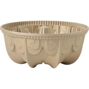 Martha Stewart Dunelle Decorative Fluted Cast Aluminun Round Cake Pan – 12-Cup Nonstick Tube Pan, Champagne Gold Bakeware