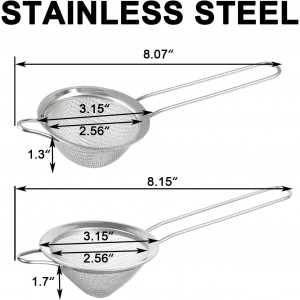 Small Fine Mesh Strainer Set, Stainless Steel Mini Sieve, Bar Strainer for Cocktail, Juice, Coffee, Tea Strainer for Loose Leaf Tea, Mini Sifter for Matcha, Flour, 4 PCS