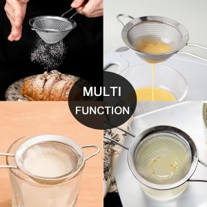 Small Fine Mesh Strainer Set, Stainless Steel Mini Sieve, Bar Strainer for Cocktail, Juice, Coffee, Tea Strainer for Loose Leaf Tea, Mini Sifter for Matcha, Flour, 4 PCS