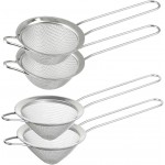 Small Fine Mesh Strainer Set, Stainless Steel Mini Sieve, Bar Strainer for Cocktail, Juice, Coffee, Tea Strainer for Loose Leaf Tea, Mini Sifter for Matcha, Flour, 4 PCS