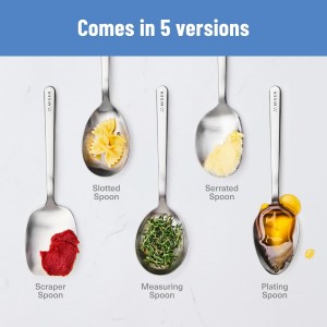 Misen Measuring Chef Spoon – Stainless Steel Cooking Spoon with Engraved Tablespoon Teaspoon and Milliliter Markings for Precise Measuring Mixing Sauces Dressings Marinades and Cooking Prep