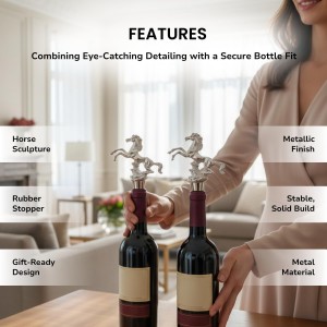 SMOKEY COCKTAIL 2 Pcs Horse Wine Stopper Pourer – Metal & Rubber Seal | Perfect for Bottle Stoppers Bar Champagne Liquor, Decorative Reusable - Father Day, Birthday Gifting for Men Women