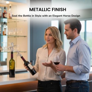 SMOKEY COCKTAIL 2 Pcs Horse Wine Stopper Pourer – Metal & Rubber Seal | Perfect for Bottle Stoppers Bar Champagne Liquor, Decorative Reusable - Father Day, Birthday Gifting for Men Women