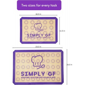 Non-Stick Silicone Baking Mat Set of 2 - Gluten-Free Labeled Reusable Baking Mats for Cookie Sheet - Non Slip & Food Safe - Perfect for Pastries, Macaroons, Bread & Oven Use